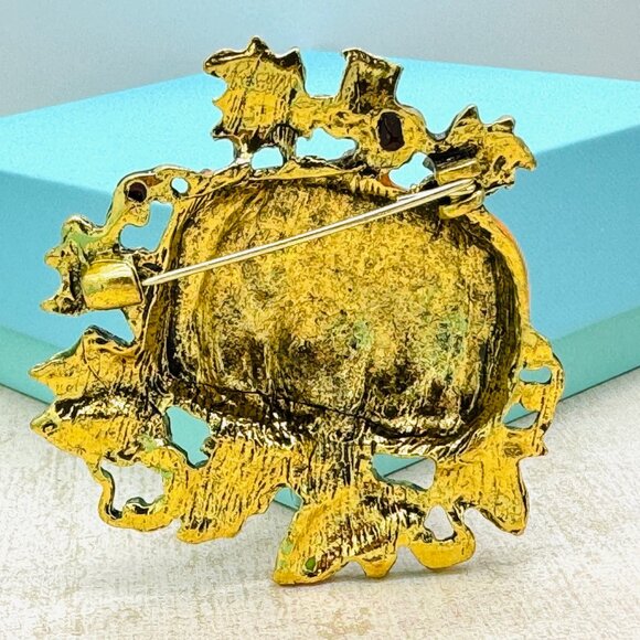 Large Ghost Pumpkin Brooch Ghost Pumpkin Rhinestone Pin Halloween Brooch - Picture 2 of 3